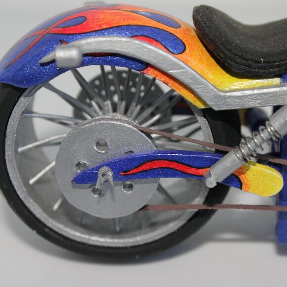 Hand Made Prisoner Art Intricate Motorcycle Made From Paper, Toothpicks 10"L - Picture 12 of 12
